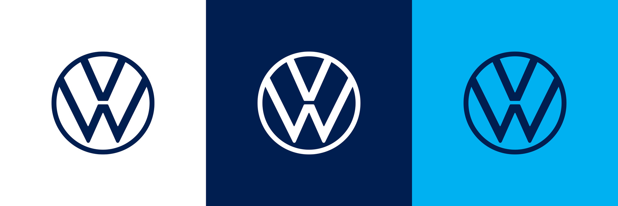 Das neue Volkswagen Logo in drei Varianten